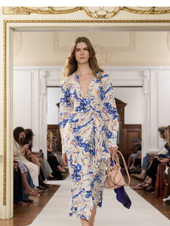 Ulla Johnson Dresses & Skirts - Ulla Johnson Adalyn Ikat Printed Wrap Maxi Dress in Blue and Cream Size 6 NWT